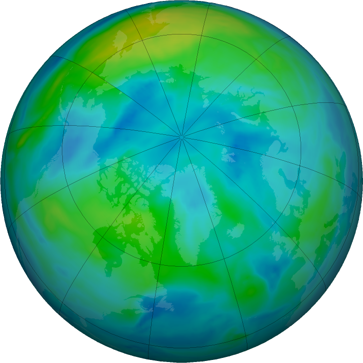 Arctic ozone map for 10 October 2016
